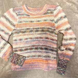 Chunky Pastel Carole‎ Space Dyed Pullover Sweater Rainbow Boho Knit Art Cabin UO